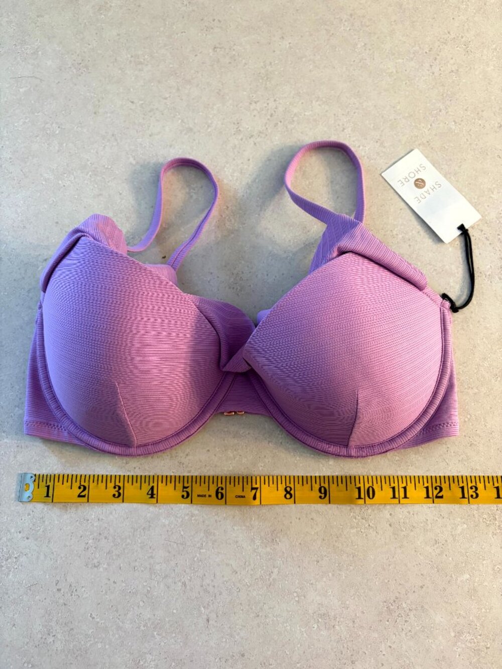 NWT Shade & Shore Women's Bikini Top Underwire Padded Purple Size 34D Ruffle